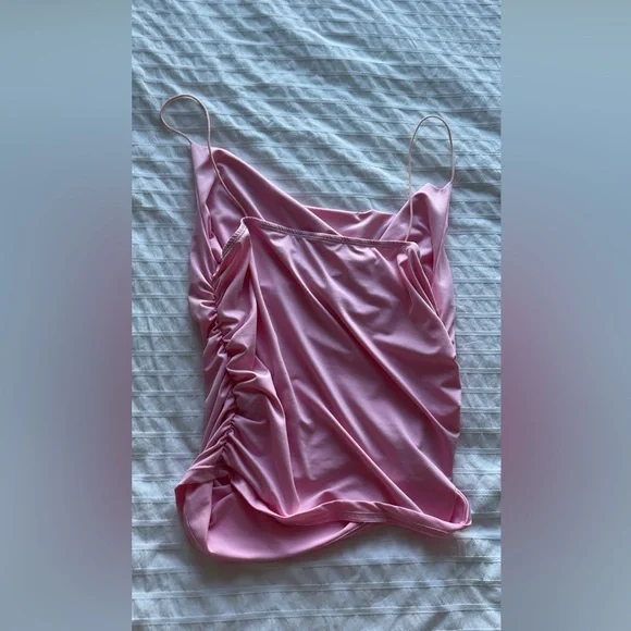 Pink Ruched Spaghetti Strap Top - Picture 2 of 2